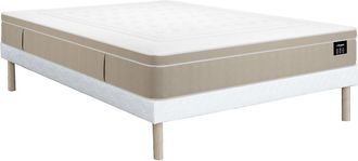 Vente-Unique Conjunto 160 x 200 cm somier tapizado + colch&oacute;n h&iacute;brido de muelles ensacados 7 zonas y gel viscoel&aacute;stico 28cm de grosor - CIREVA de YSM&Eacute;E