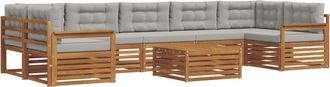 vidaXL Conjunto De Sof&aacute;s De Exterior 8 Uds. Gris Natural Y Claro Vidaxl