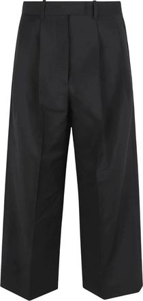 Givenchy Cropped Double-Pleat Trousers - female - Givenchy - Wide Trousers - Black - XS - Trousers