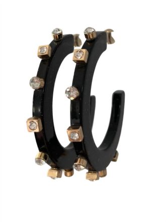 Smith & Co Womens Small City Girl Jewel Hoop Earring In Black Crystal