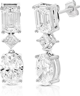 Vir Jewels 3.15 cttw Emerald and Oval Lab Grown Diamond Dangle Earrings in 14K White Gold With Push Backs For Women