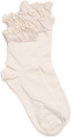 Muk Luks Ruffle Crew Socks in Ivory at Nordstrom