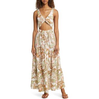 Rip Curl La Quinta Floral Smocked Maxi Dress in Off White at Nordstrom, Size X-Small