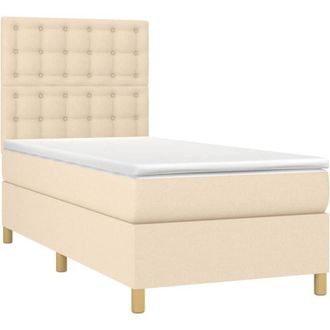 vidaXL Vidaxl - Cama Box Spring Colch&oacute;n Y Luces Led Tela Crema 100x200 Cm