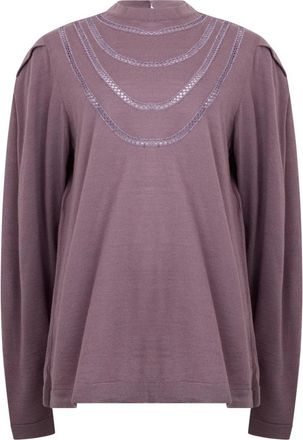 Alberta Ferretti Elegante trui met lange mouwen - Dames - Ronde hals truien - Paars - L - Wol - Truien & Vesten
