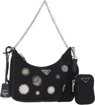Prada Pre-owned Shoulder Bags, female, Black, Size: ONE SIZE Pre-owned Nylon Shoulder Bag