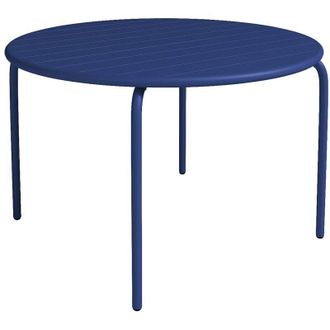 Vente-Unique Tavolo tondo da giardino D. 110 cm in Metallo Blu notte - MIRMANDE