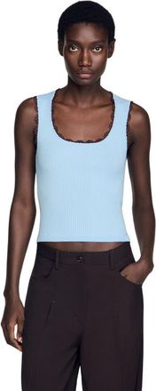 Sandro Crochet detail knit top in Sky Blue at Nordstrom, Size X-Small