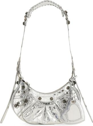Balenciaga Womens Shoulder Bag Le Cagole Xs Silver Domesticated Lamb Leather