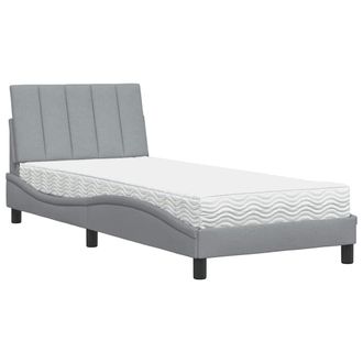 vidaXL Letto Con Materasso Grigio Chiaro 90x200 Cm In Tessuto - Vidaxl