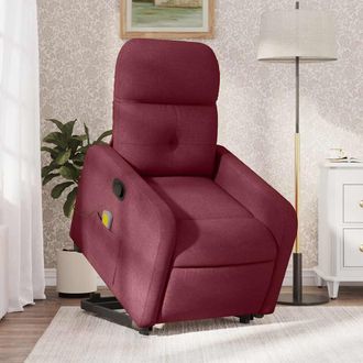 vidaXL Sill&oacute;n Reclinable De Masaje Elevable Tela Rojo Tinto Vidaxl