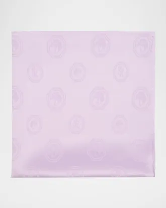 Stefano Ricci Men & apos;s Tonal Jacquard Logo Silk Pocket Square