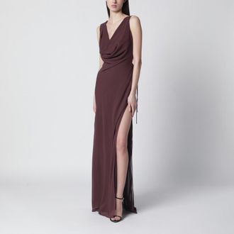 Andamane Aubergine silk-blend long dress