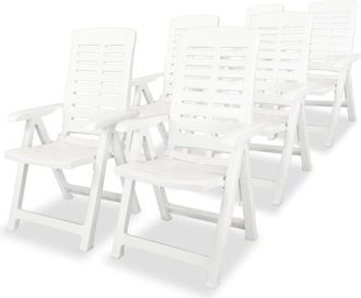vidaXL Sillas De Jard&iacute;n Reclinables 6 Unidades Pl&aacute;stico Blanco Vidaxl