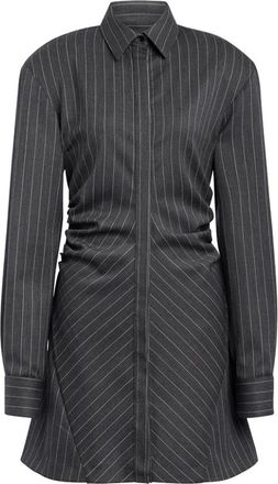 Dondup Chemisier Mini Jurk - Dames - Shirt Kleedjes - Grijs - S - Wol - Kleedjes