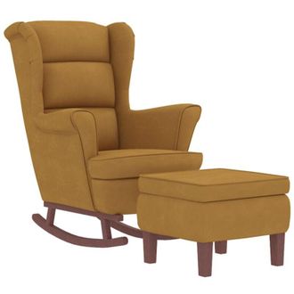 vidaXL Poltrona a Dondolo Gambe in Legno e Poggiapiedi Marrone Velluto - Vidaxl