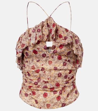 Isabel Marant Dijimia printed ruffled cotton top