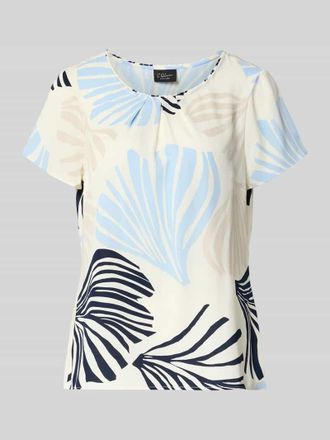 s.Oliver Black Label Loose Fit Blusenshirt mit Allover-Muster in Offwhite, Gr&ouml;&szlig;e 34