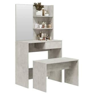 Berkfield Home Modern Dressing Table Set Concrete Grey 74.5x40x141 cm