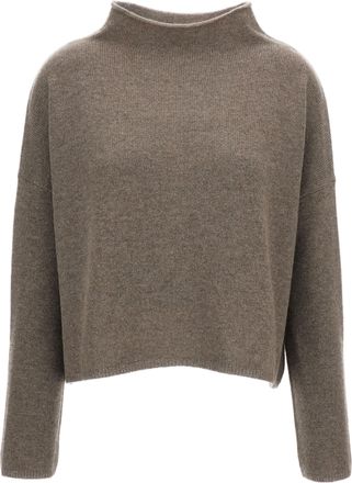 Lisa Yang Beige Sandy Cashmere Mock-Neck Sweater