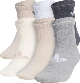 adidas Gender Inclusive Originals Superlite Assorted 6-Pack Quarter Socks in Wonder Beige/grey/white at Nordstrom, Size Medium