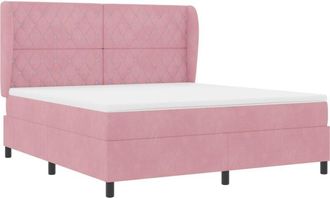 vidaXL Box Spring Bed with Mattress Pink 180 x 200 cm Velvet vidaXL