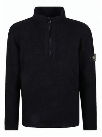 Stone Island Half-Zip High Collar Black Sweater