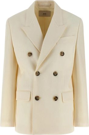 Ami Loose Double Breasted Jacket - Dames - Blazers - Wit - XS - Katoen - Jassen