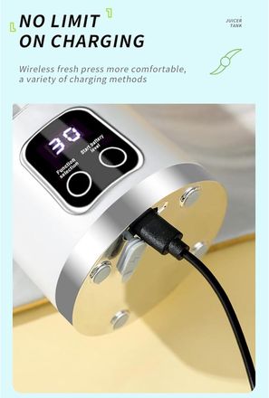 OEM Licuadora/extractor De Jugo Digital Multifuncional, Pantalla Led, Port&aacute;til, Inal&aacute;mbrica, Carga Usb-c, Tapa Antigoteo, Capacidad De 450 Ml, Para Prepar