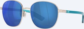 Costa Mens Egret Sunglasses In Brushed Silver / Clear Blue