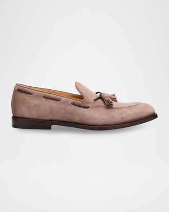 Brunello Cucinelli Mens Suede Tassel Loafers