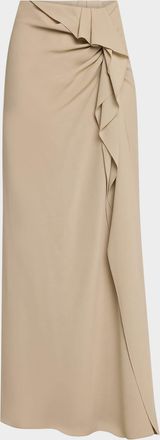 Michael Kors Draped Fluid Wool Maxi Skirt