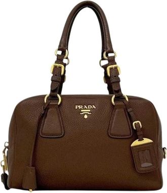 Prada Pre-owned B3091M Boston Bag - Dames - Vintage Handtas - Bruin - ONE Size - Leer - Vintage