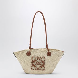 Loewe Small Anagram basket bag in iraca palm and leather