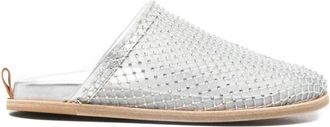 Forte_Forte Verfraaide Mesh Mules - Dames - Pantoffels - Grijs - 37 EU - Leer - Schoenen