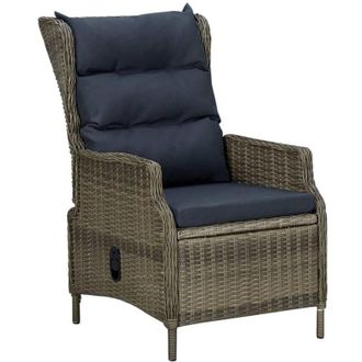 vidaXL Vidaxl - Sedia da Giardino Reclinabile con Cuscini in Polyrattan Marrone