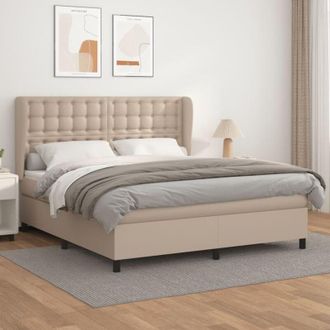 vidaXL Vidaxl - Cama Box Spring Con Colch&oacute;n Cuero Sint&eacute;tico Capuchino 160x200cm