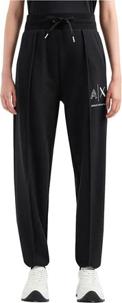 A|X Armani Exchange Womens Route 66, Shiny Logo Sweatpants, Black, XS