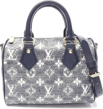 Louis Vuitton Tweedehands Elegante Boekentas Van Textiel Met Dubbele Handvatten En Optionele Schouderriem