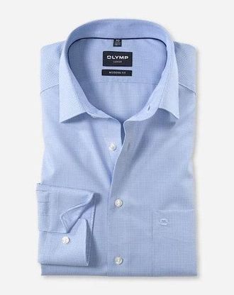 Olymp Businesshemd OLYMP Luxor modern fit, Herren, Gr. 37, N-Gr, blau (bleu), Web, Obermaterial: 100% Baumwolle, Hemden Businesshemd