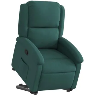 vidaXL Sill&oacute;n Reclinable Elevable Tela Verde Oscuro Vidaxl