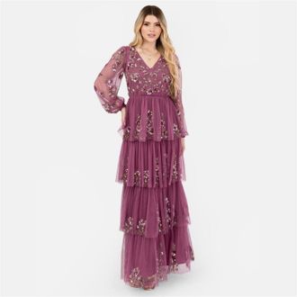 Maya Womens De Tiered Maxi in Rose - Size 8 UK