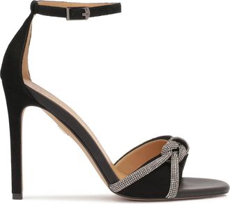 Kazar Zwarte su&egrave;de sandalen met glanzende bandjes - Dames - Sandalen met hakken - Zwart - 40 EU - Su&egrave;de - Schoenen