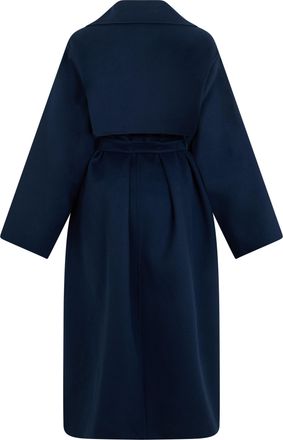 Max Mara Womens Long Coat Virgin Wool Dark Blue