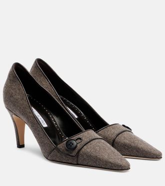 Manolo Blahnik Lulumae 70 herringbone pumps