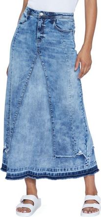 Wash Lab Denim Selma Overlay Acid Wash Denim Skirt in Spray Blue at Nordstrom, Size 25