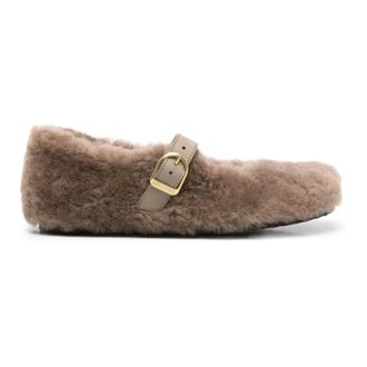 Birkenstock Santa Clarita Shearling Upper Smalle Pasvorm - Dames - Schoenen - Grijs - Maat: 40 EU Wol