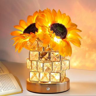 OEM L&aacute;mpara De Girasol Para Mujer, Luz Nocturna Recargable Con Flores C&aacute;lidas, 3 Temperaturas De Color, Atenuaci&oacute;n Continua, L&aacute;mpara De Mesa Inal&aacute;mbrica, 