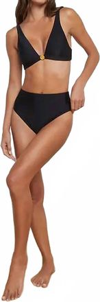 L'agence Vanessa Grommet High Waist Bikini Bottom In Black