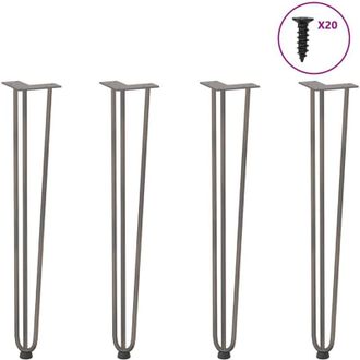 vidaXL Patas De Horquilla Para Consolas Para Consolas 4 Unidades Acero Natural 72 Cm Acero Macizo Vidaxl